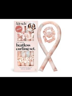 Kitsch Satin Heatless Curling Set - Blush Marble